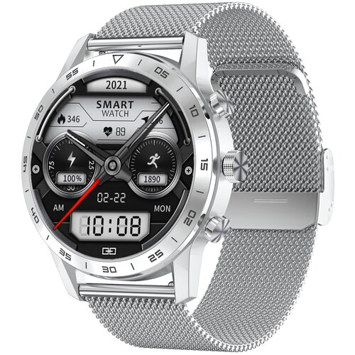 фото Часы smart watch garsline kk70 серебристая сталь