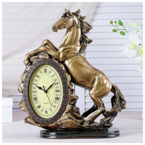 фото Часы настольные "лошадь", цвет золото, 40х31х15 см нет бренда
