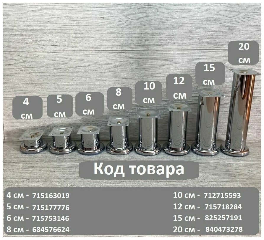 Ножки для мебели металлические высота 12 см 4 штуки - фотография № 2