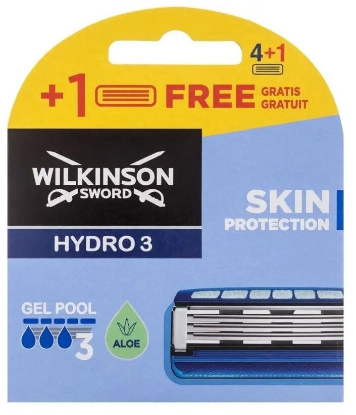 Wilkinson Sword / Schick Hydro 3 Skin Protection / Сменные кассеты для бритв HYDRO , 5 шт.