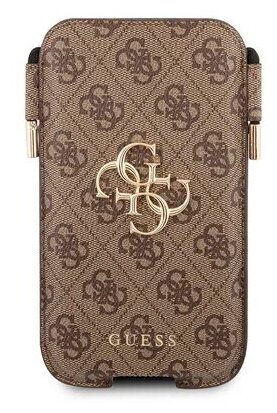 Guess для смартфонов чехол Pouch PU 4G Big metal logo Brown (L size, IP12PM), шт