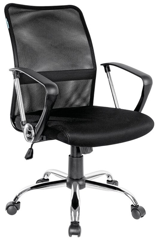 Кресло офисное Helmi HL-M09, ткань/сетка черная, механизм качания, хром