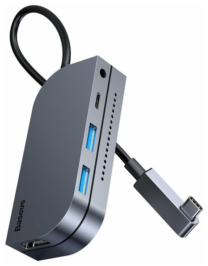 USB-Хаб Baseus Bend Angle No.7 Multifunctional Type-C HUB Converter (Upgrade) Space Gray (CAHUB-CWJ0G)