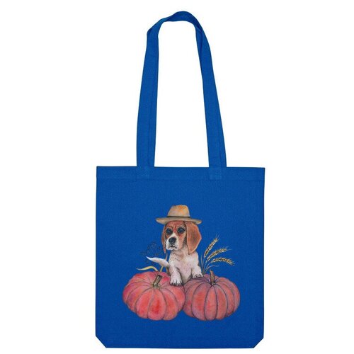 Сумка шоппер Us Basic, синий сумка бигль собака тыква огород фермер хэллоуин бежевый