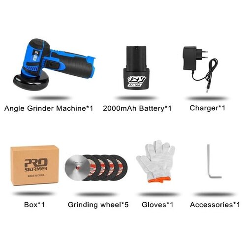 Аккумуляторная УШМ PROSTORMER 12В 2Ач PSBG1201 PTET091 559000₽