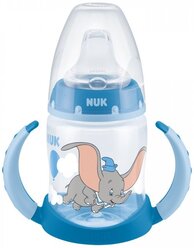 Поильник-непроливайка NUK First Choice Learner Bottle с насадкой из силикона Disney, 150 мл голубой/Dambo