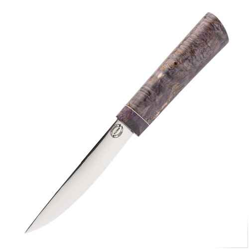 Нож Якутский средний, сталь Х12МФ, фиолетовая карельская береза