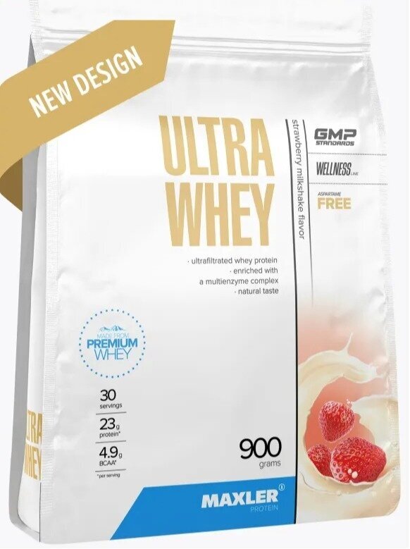 Сывороточный протеин MAXLER Ultra Whey 900 г, Клубника