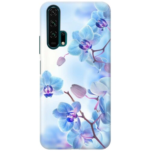 фото Ультратонкий силиконовый чехол-накладка для honor 20 pro с принтом "голубые орхидеи" gosso