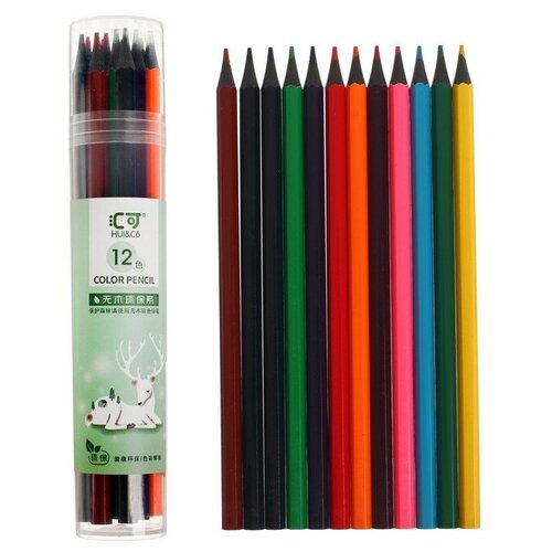 Карандаши 12 цветов в тубусе шестигранные пластиковые 382₽