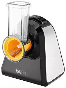 <b>Измельчитель</b> Kitfort КТ-3047, 150 Вт <span>при этом контакт ножей тёрки с вашими руками исключён благодаря удобному толкателю. особенности: 6 насадок в комплекте 2 тёрочных ножа для крупной и мелкой тёрки</span>