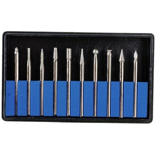 MOS Щетки для дрелей FIT Шарошки усиленная сталь с алмазным напылением штифт диам 3 мм 10 шт 36479М 595₽