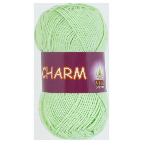 Пряжа VITA cotton CHARM Vita, светло-салатовый - 4161, 100% мерсеризованный хлопок, 5 мотков, 50 г., 106 м.