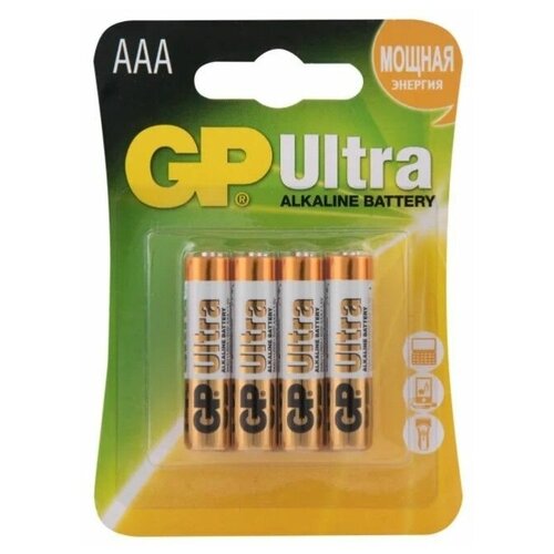 Батарейка GP Ultra LR03 24AU-CR4 4 шт батарейка алкалиновая gp ultra plus aaa lr03 2bl 1 5в блистер 2 шт