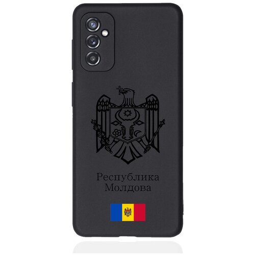Черный силиконовый чехол для Samsung Galaxy M52 Черный лаковый Герб Республики Молдова/ Герб Молдавии