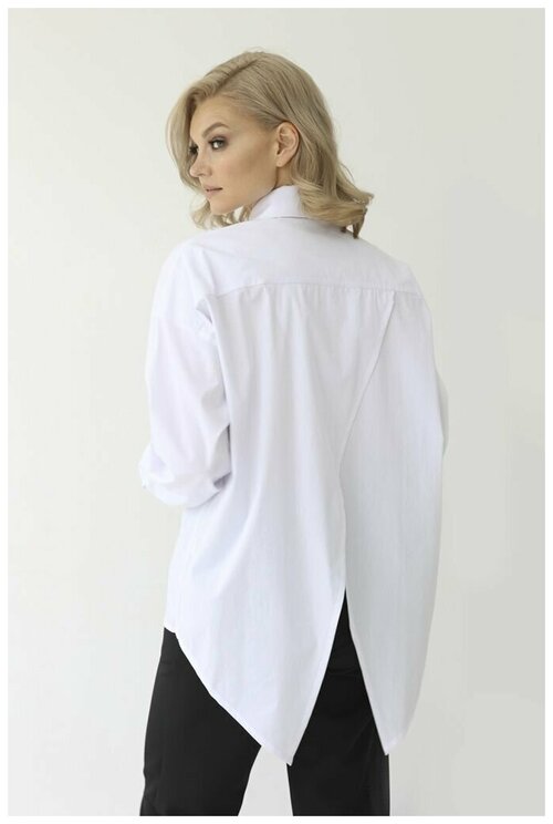 Рубашка  Looklikecat, классический стиль, свободный силуэт, манжеты, размер 50-52, белый