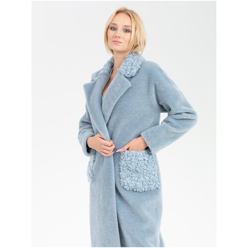 Пальто, размер 52, голубой пальто сезон стиля размер 52 голубой