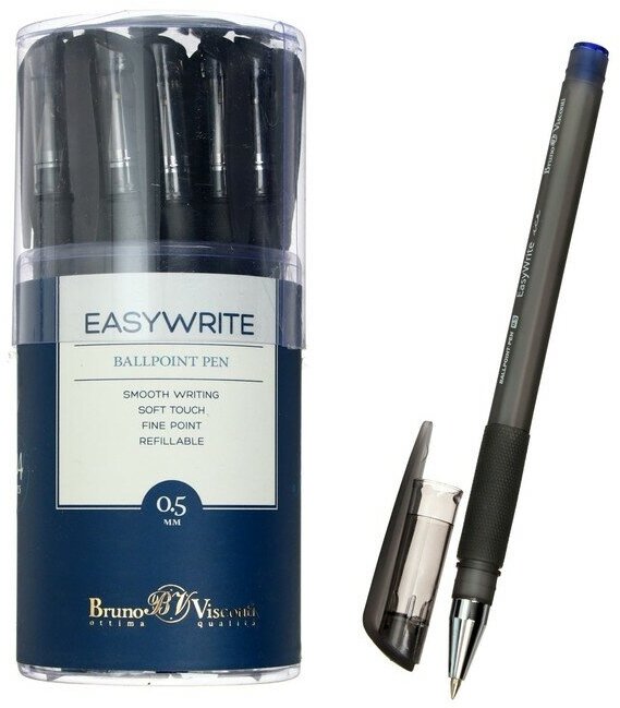 BrunoVisconti Ручка шариковая EasyWrite Ice, узел 0.5 мм, синие чернила, матовый корпус Silk Touch
