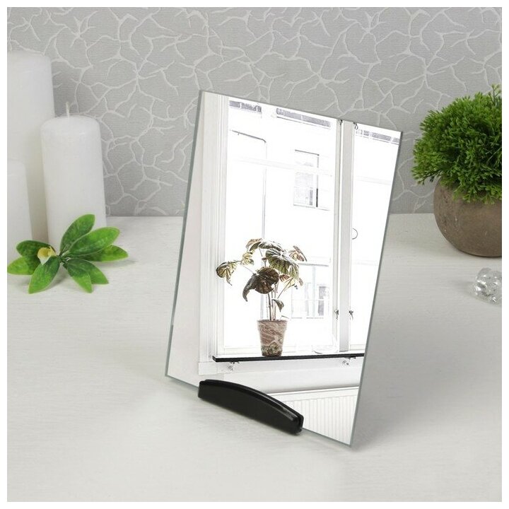 Зеркало настольное, зеркальная поверхность 15 × 19,8 см, цвет чёрный - фотография № 2
