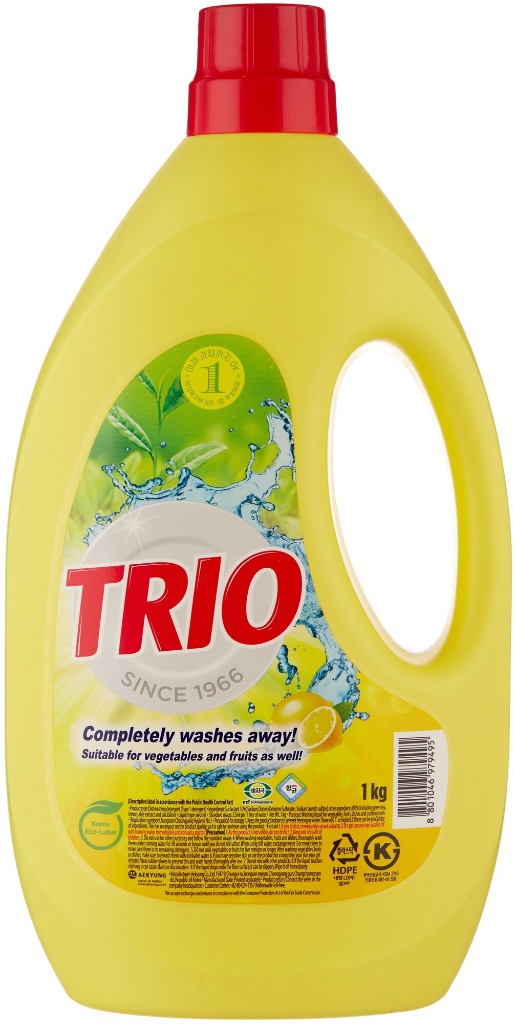 Trio Средство для мытья посуды Антибактериальное сменный блок, 1 л