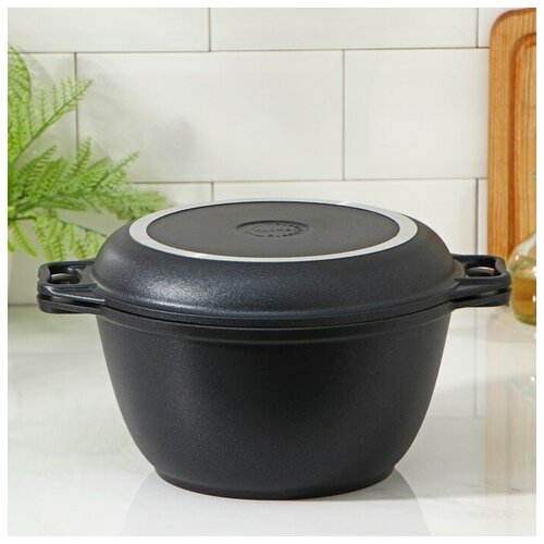 Казан Традиция 3 л крышка-сковорода литые ручки антипригарное покрытие цвет чёрный 5150₽