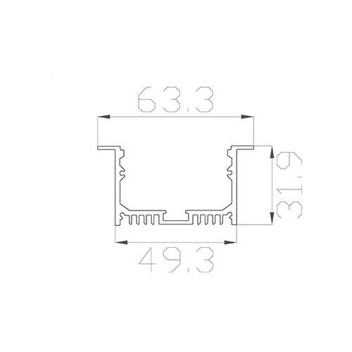 Алюминиевый профиль LC-LPV-3263 171 (2000х49/63х32мм с рассеивателем)