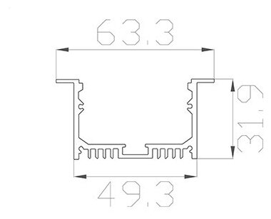 Алюминиевый профиль LC-LPV-3263 171 (2000х49/63х32мм с рассеивателем)