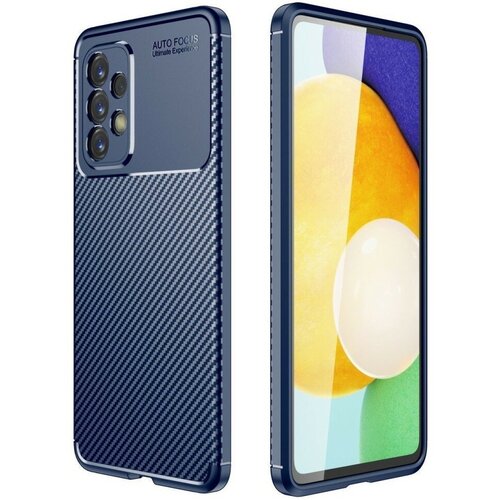 Накладка силиконовая для Samsung Galaxy A73 5G A736 под карбон синяя накладка силиконовая silicone cover для samsung galaxy a73 5g a736 пудровая