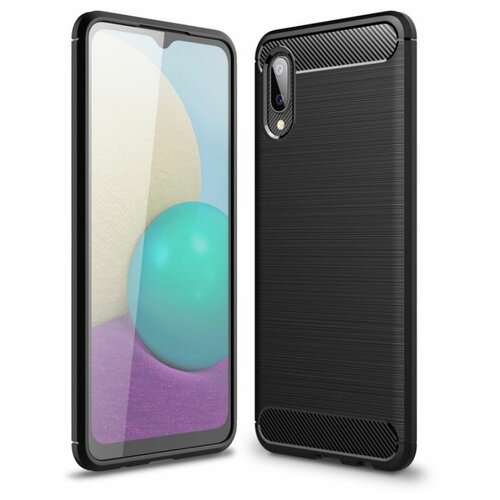 Brodef Carbon Силиконовый чехол для Samsung Galaxy A02 Черный