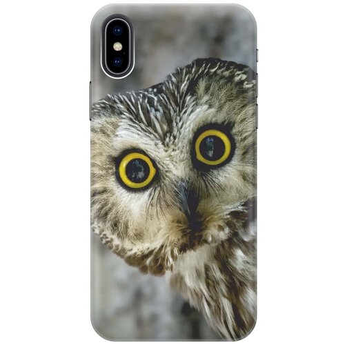 фото Re:paчехол - накладка artcolor для apple iphone xs / x с принтом "удивленная сова"