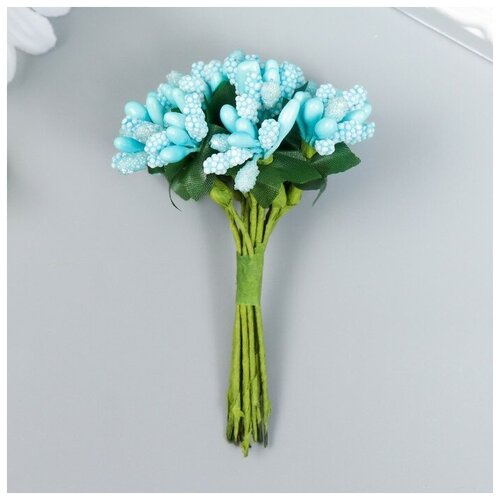 Цветы для декорирования Соцветие голубой 1 букет-12 цветов 8,5 см 12 шт.