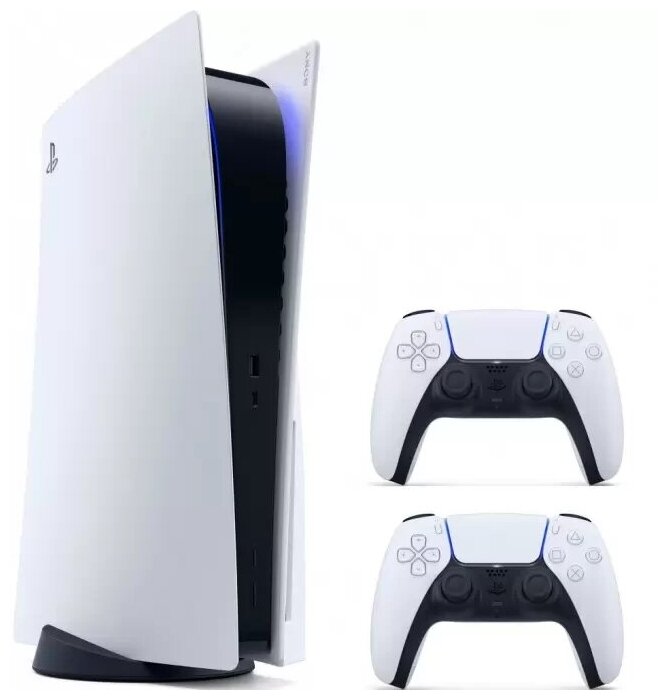 Игровая приставка Sony PlayStation 5 825 ГБ SSD, белый, 2 геймпада, игра