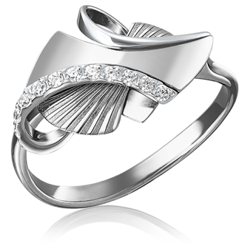 PLATINA jewelry Кольцо из белого золота с фианитом 01-5095-00-401-1120-65, размер 16,5