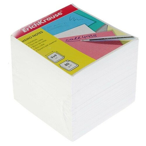 ErichKrause Блок бумаги для записей ErichKrause, 9 x 9 x 9 cм, белизна бумаги 98%, плотность 80 г/м2, люкс, белый