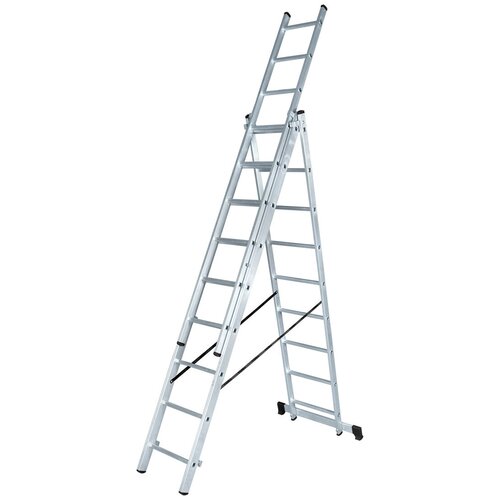 Лестница трёхсекционная Вихрь ЛА 3х10 выдвижная складная алюминиевая лестница в елочку 1 4 м может использоваться как односторонняя прямая лестница многофункциональная бытова