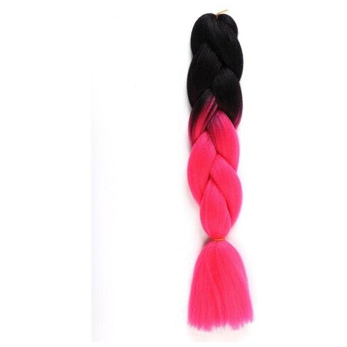 Купить Канекалон двухцветный 60см 100гр ZUMBA гофр BY3 чёрно-ярко-розовый подложка QF 5267948, Queen Fair, искусственные волосы
