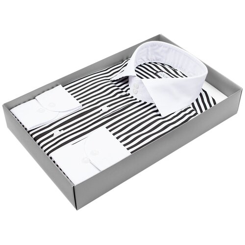 фото Рубашка louis fabel 5244-179 цвет черно белый размер 48 ru / m (39-40 cm