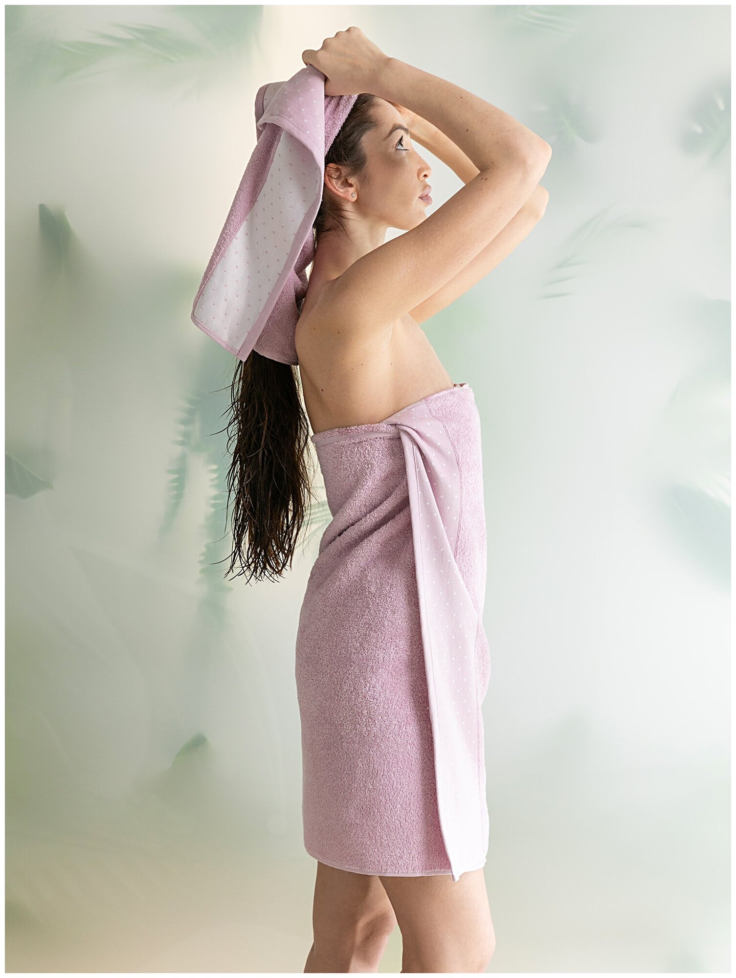 Полотенце махровое 50х90 "Mia Cara" Красотка розовый антик - фотография № 8