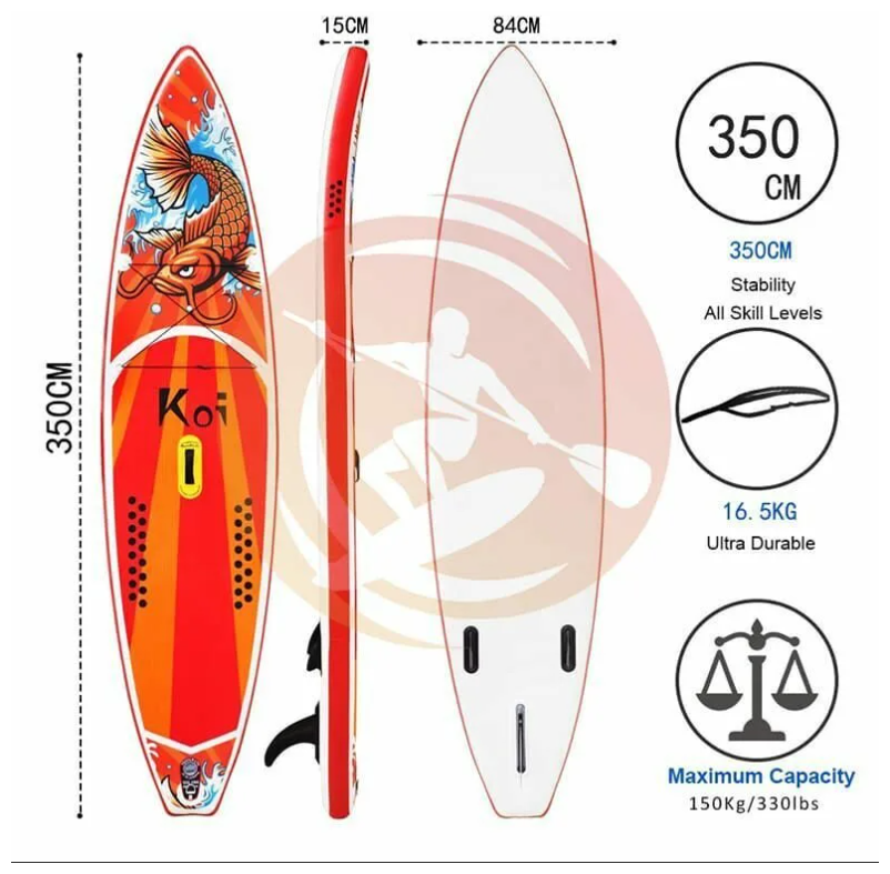 Надувная красная SUP-доска (SUP board) Funwater Koi (полный комплект аксессуаров)