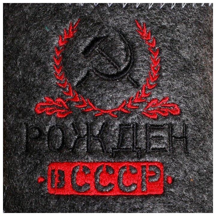 Тапочки банные с вышивкой "Рождён в СССР" - фотография № 2