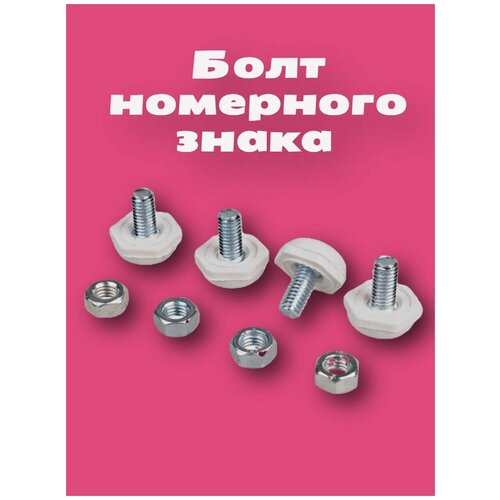 Болт номерного знака декоративный большой белый к-т 4 шт М6x13 0113Т 334548 болты