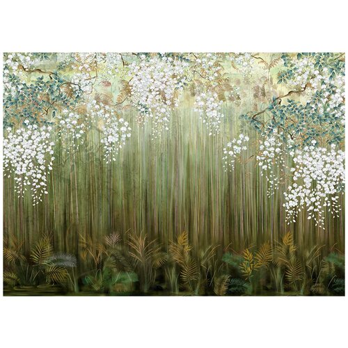 Лесной пейзаж фон - Виниловые фотообои, (211х150 см) моющиеся виниловые фотообои сказочный пейзаж 211х150 см