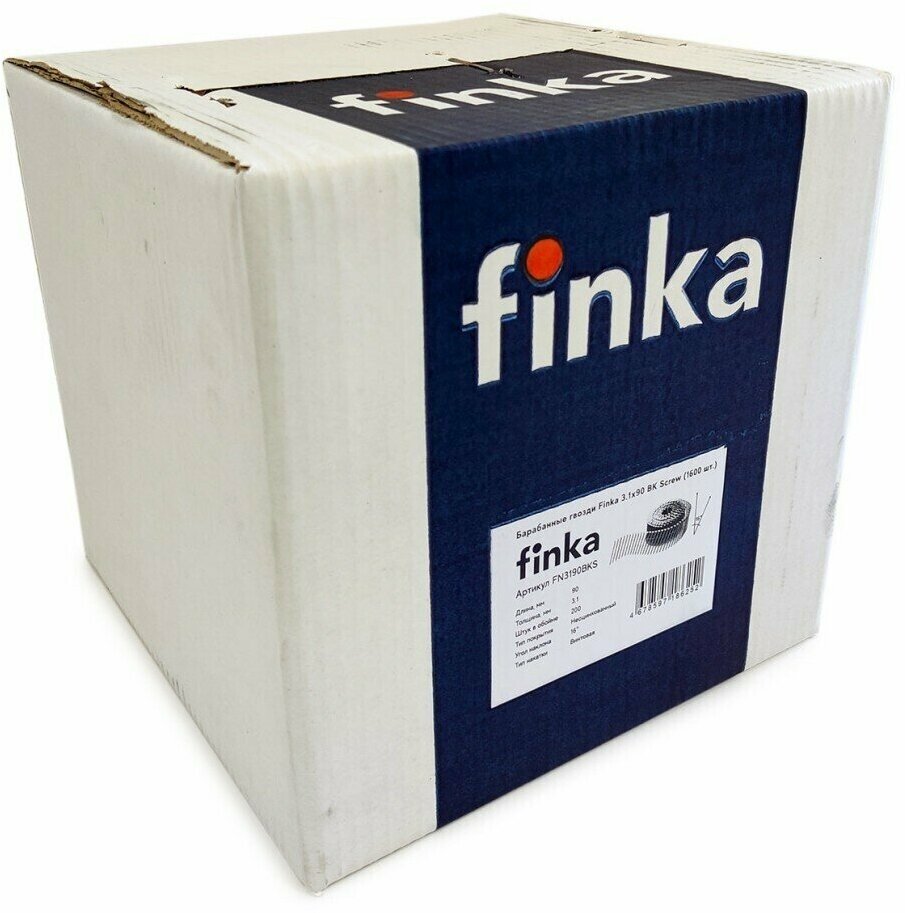 Барабанные гвозди FINKA 3.1х90 BK Screw (1600 шт.) для нейлеров и пневмоинструмента, винтовой, компактная упаковка - фотография № 5