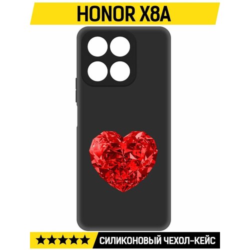 Чехол-накладка Krutoff Soft Case Рубиновое сердце для Honor X8a черный