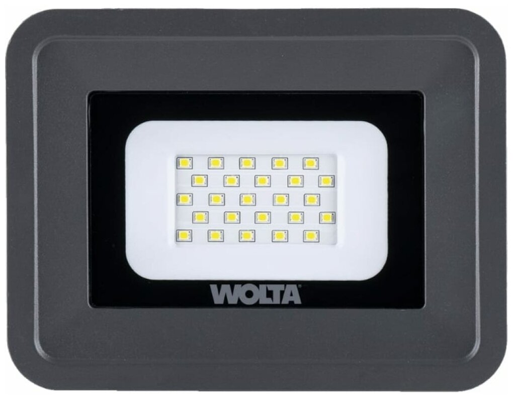 Светодиодный прожектор Wolta Светодиодный прожектор WOLTA WFLY-20W/06 20Вт 3000K IP65 1800лм серый 150x145/110x27 1/20