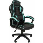 Игровое кресло Экспресс офис GamePlay эко с подушкой, черно-голубой - изображение