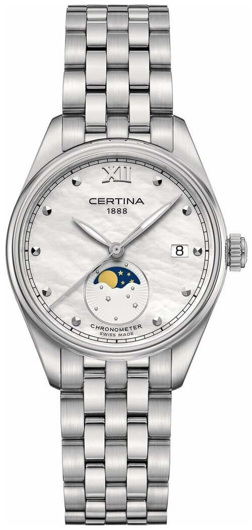 Наручные часы Certina Наручные часы Certina DS-8 Lady Moon Phase C033.257.11.118.00, серебряный
