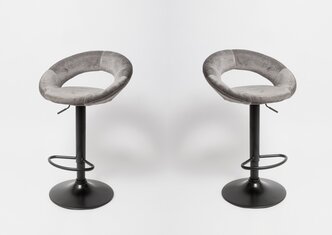 Комплект из 2-х барных стульев BN-1009-1 серый вельвет на черной опоре