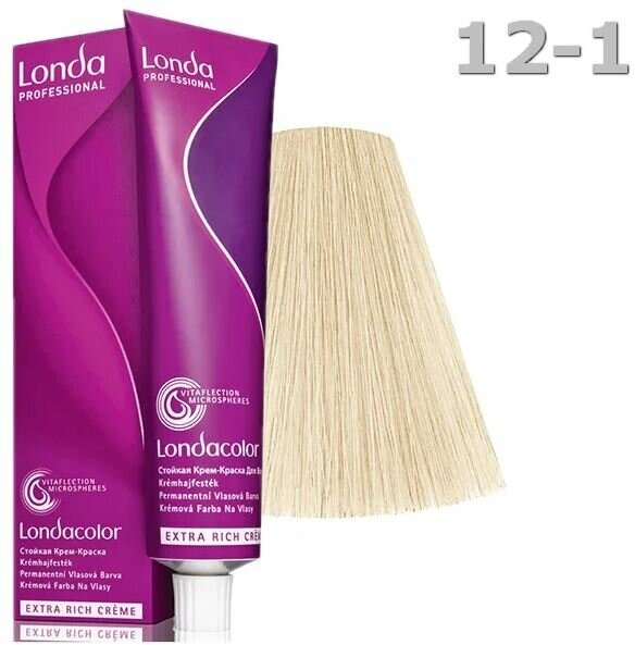 Londa Professional Стойкая крем-краска Londacolor Creme Extra Rich, 12/1 специальный блонд пепельный, 60 мл