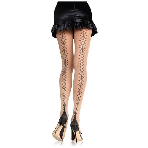 Колготки с принтом шнуровка Leg Avenue, бежевые, OS